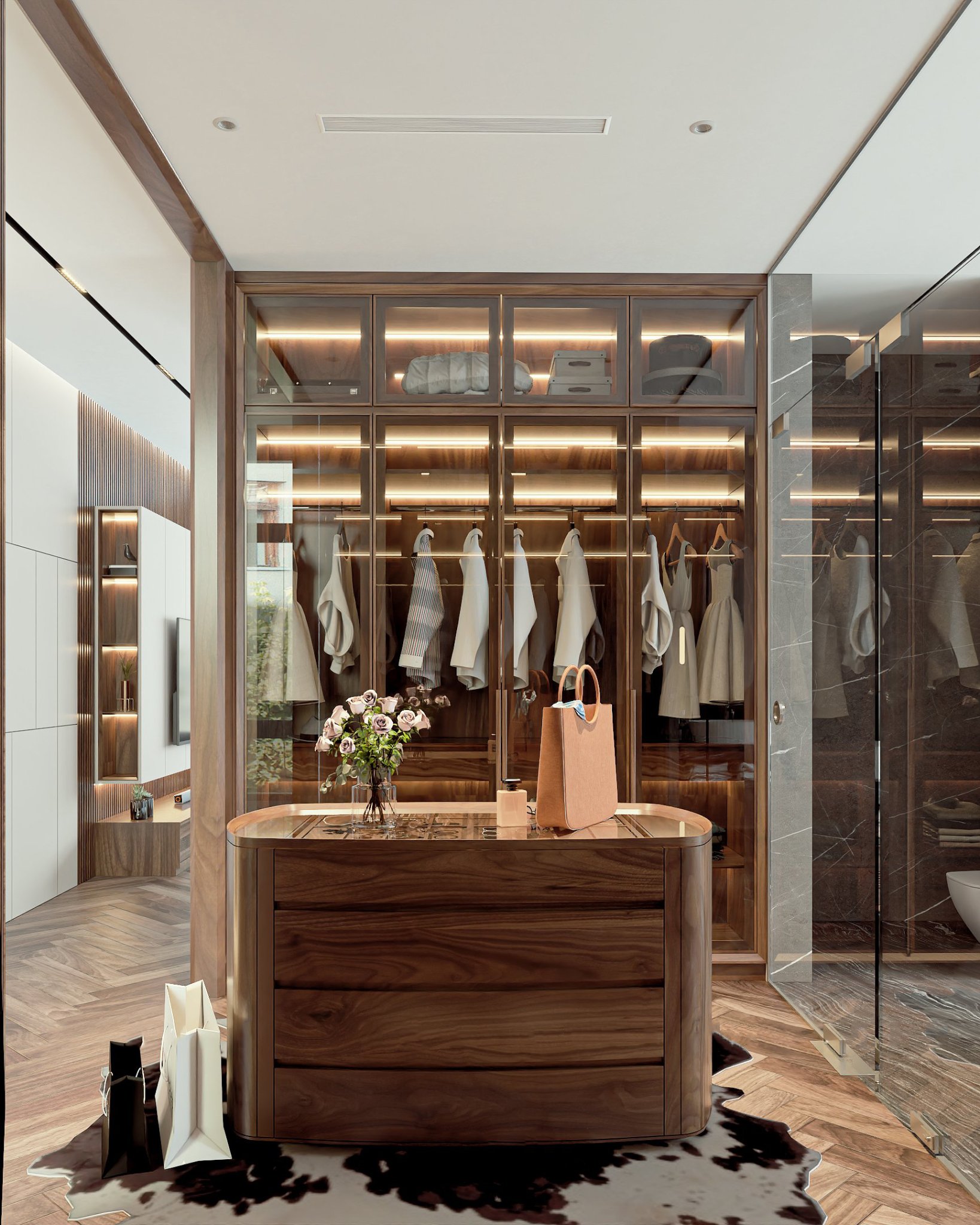 Nội thất nhà phố gỗ óc chó